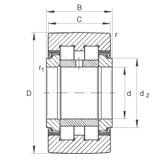 支撐型滾輪 PWTR50-2RS, 滿裝滾子，軸向引導(dǎo)，兩側(cè)唇密封