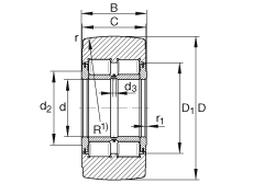 支撐型滾輪 NNTR65X160X75-2ZL, 滿裝滾子，軸向引導(dǎo)，兩側(cè)唇密封