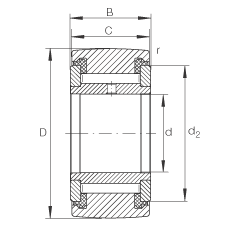 支撐型滾輪 NATV20-PP, 滿裝滾針，軸向引導(dǎo)，兩側(cè)用推力滑動墊圈