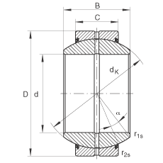 關節軸承 GE35-FO-2RS, 根據 DIN ISO 12 240-1 標準, 需維護，兩側唇密封