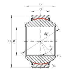 關節(jié)軸承 GE140-FW-2RS, 根據(jù) DIN ISO 12 240-1 標準, 免維護，兩側(cè)唇密封