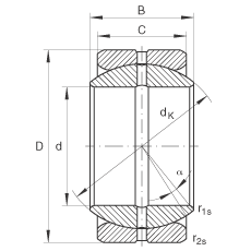 關節軸承 GE44-ZO, 根據 DIN ISO 12 240-1 標準，英制尺寸，需維護