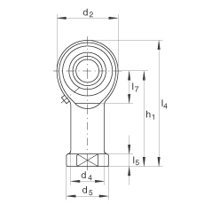 桿端軸承 GIKR5-PB, 根據(jù) DIN ISO 12 240-4 標準，帶右旋內螺紋，需維護