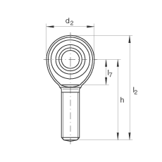 桿端軸承 GAKL8-PW, 根據 DIN ISO 12 240-4 標準，帶左旋外螺紋，需維護