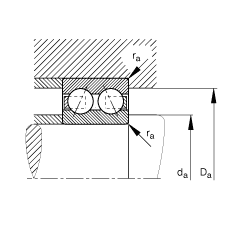 角接觸球軸承 3814-B-TVH, 雙列，接觸角 α = 25°