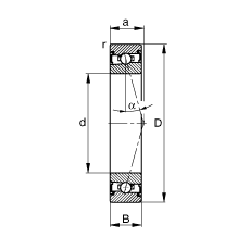 主軸軸承 HSS71922-C-T-P4S, 調(diào)節(jié)，成對安裝，接觸角 α = 15°，兩側(cè)唇密封，非接觸，加嚴(yán)公差
