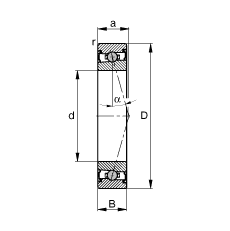 主軸軸承 HCS7012-C-T-P4S, 調(diào)節(jié)，成對安裝，接觸角 α = 15°，兩側(cè)唇密封，非接觸，限制公差