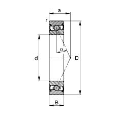 主軸軸承 HCS7010-E-T-P4S, 調(diào)節(jié)，成對或單元安裝，接觸角 α = 25°，兩側(cè)唇密封，非接觸，限制公差
