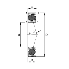 主軸軸承 HCB7202-C-T-P4S, 調節，成對或單元安裝，接觸角 α = 15°，陶瓷球，限制公差