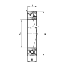 主軸軸承 HS7016-C-T-P4S, 調節，成對安裝，接觸角 α = 15°，限制公差