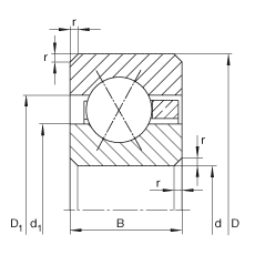 薄截面軸承 CSXA055, 四點接觸球軸承，類型X，運行溫度 -54°C 到 +120°C