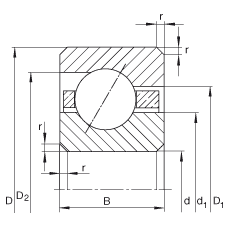 薄截面軸承 CSEG090, 角接觸球軸承，類型E，運行溫度 -54°C 到 +120°C